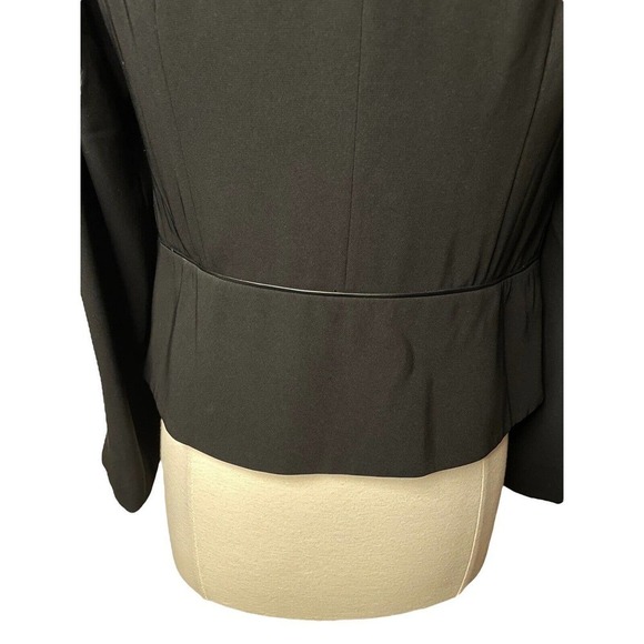 Eileen Fisher NWT Petite Tropical Blazer w Leather Trim Black Stand Collar PM - Picture 5 of 12